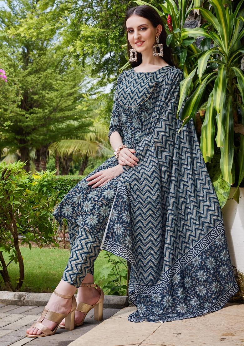 Multicolor Embroidery Rayon Kurta Set - Indya