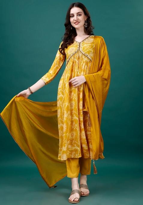 Multicolor Embroidery Rayon Kurta Set