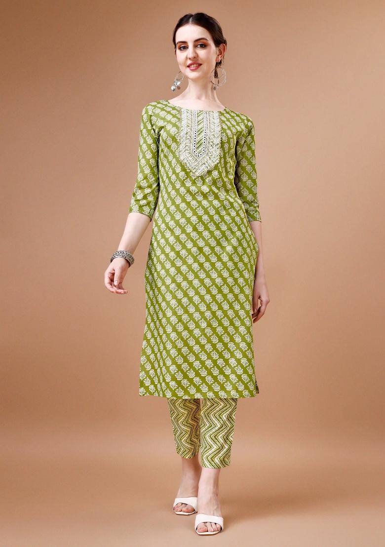 Multicolor Embroidery Rayon Kurta Set - Indya