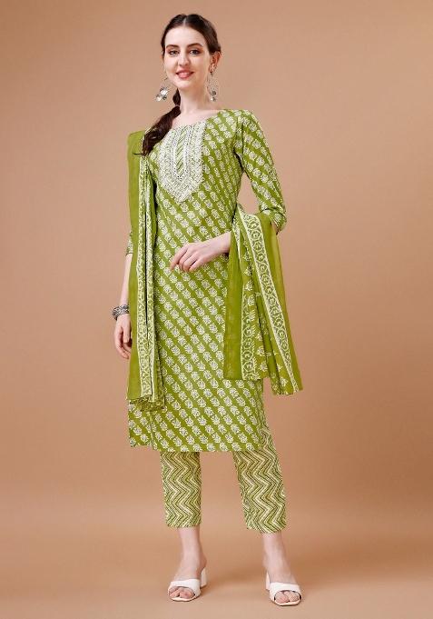 Multicolor Embroidery Rayon Kurta Set