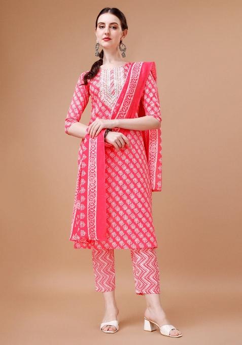 Multicolor Embroidery Rayon Kurta Set