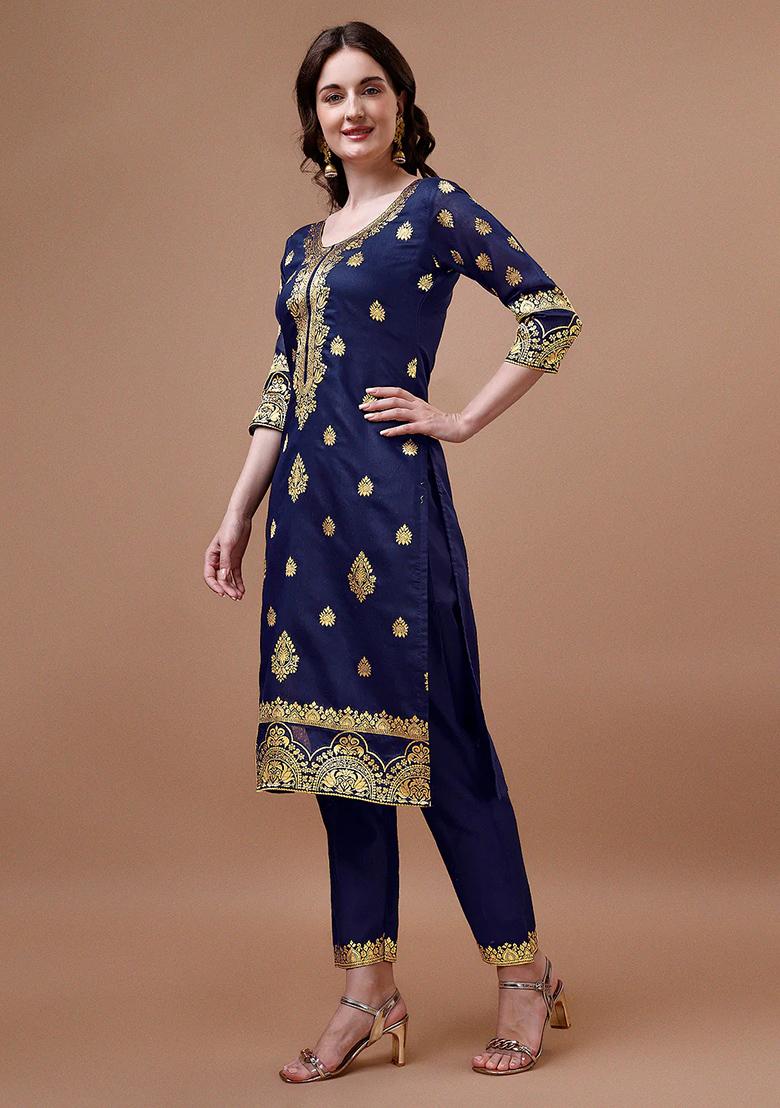Multicolor Embroidery Rayon Kurta Set - Indya