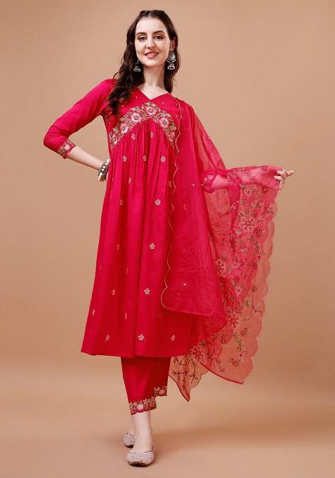 Multicolor Embroidery Rayon Kurta Set