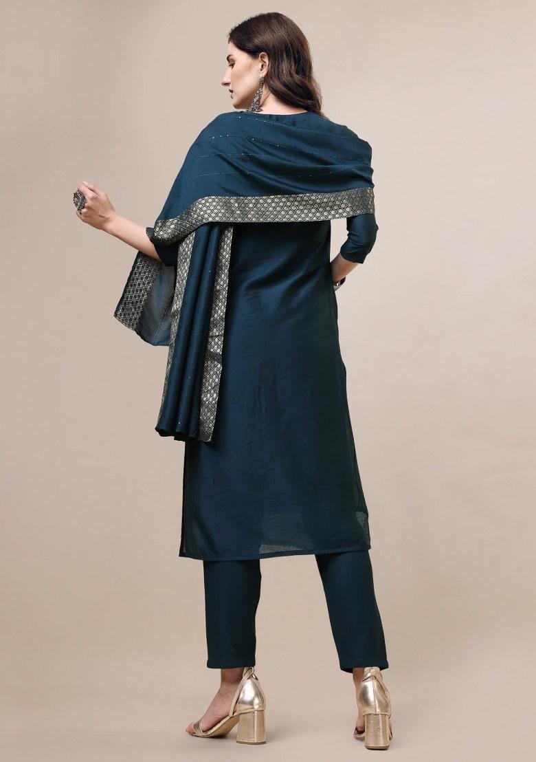 Multicolor Embroidery Rayon Kurta Set - Indya