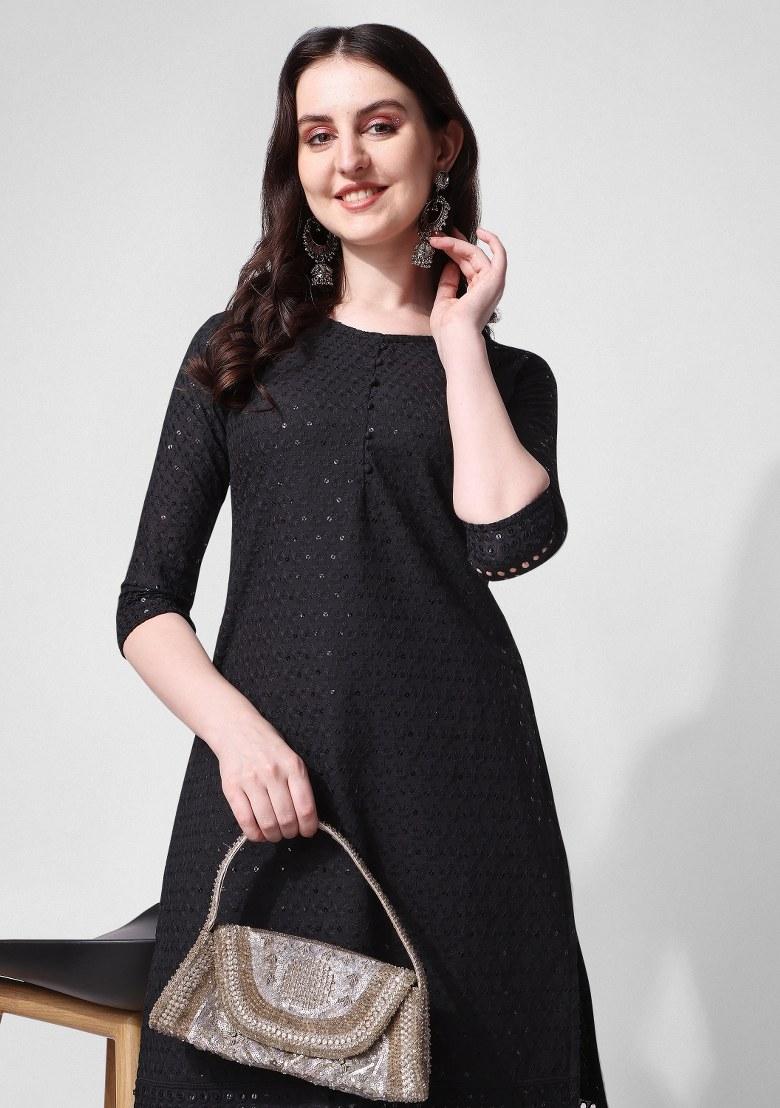 Multicolor Embroidery Rayon Kurta Set - Indya