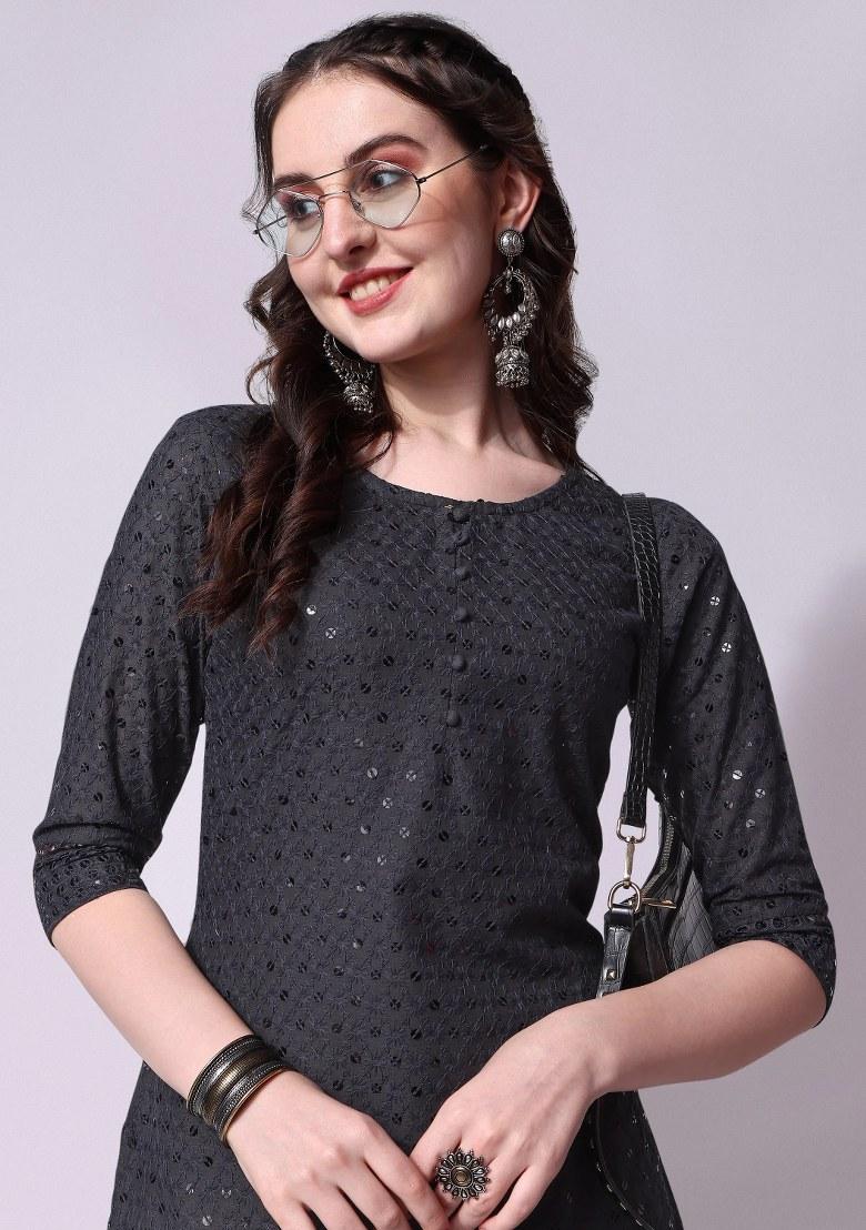 Multicolor Embroidery Rayon Kurta Set - Indya