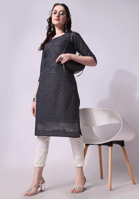 Multicolor Embroidery Rayon Kurta Set