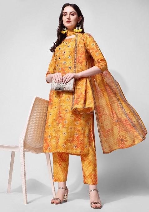 Multicolor Embroidery Rayon Kurta Set