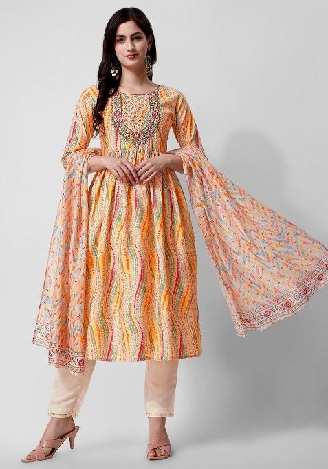 Multicolor Embroidery Rayon Kurta Set