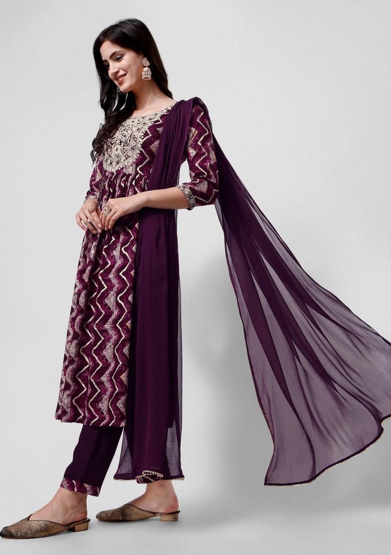 Multicolor Embroidery Rayon Kurta Set - Indya