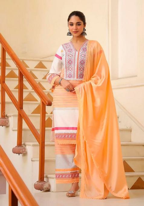 Multicolor Embroidery Rayon Kurta Set