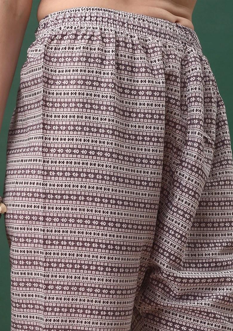 Lavender Embroidery Cotton Kurta Set - Indya