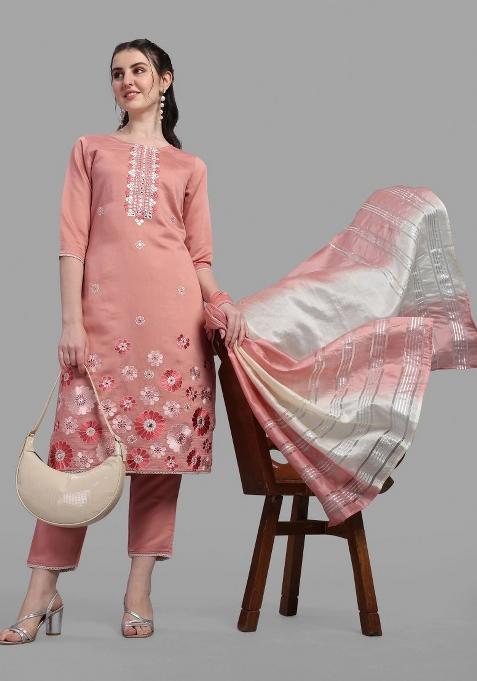 Multicolor Embroidery Rayon Kurta Set