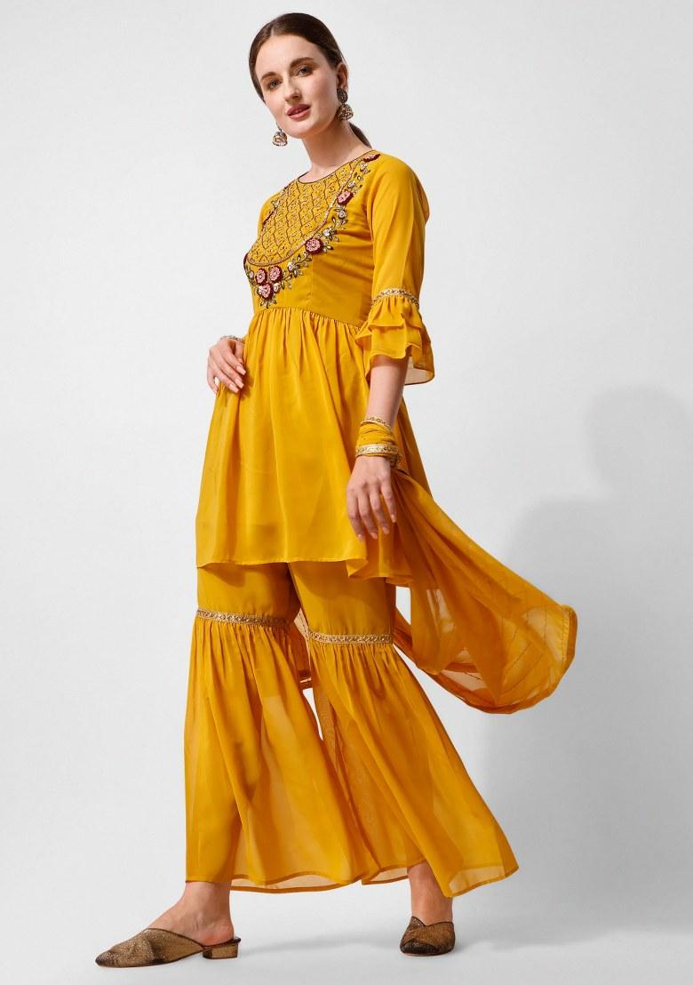 Multicolor Embroidery Rayon Kurta Set - Indya