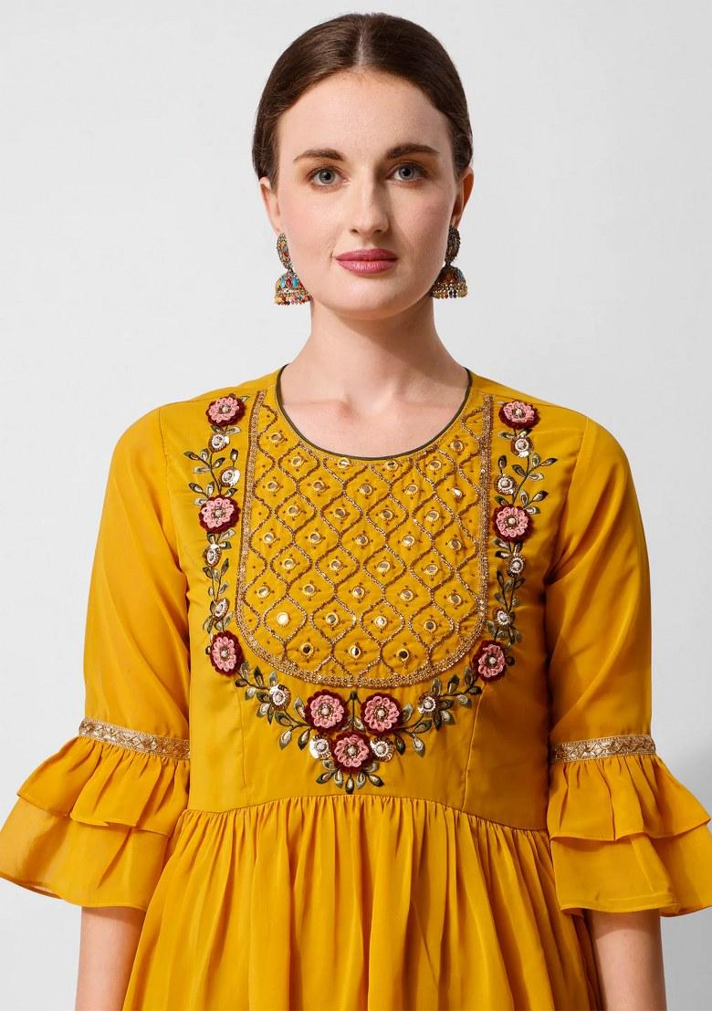 Multicolor Embroidery Rayon Kurta Set - Indya