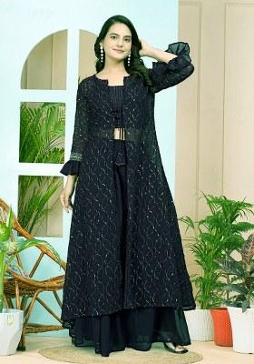 Black Embroidery Georgette Kurta Set