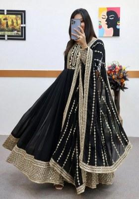Black Embroidery Georgette Kurta Set