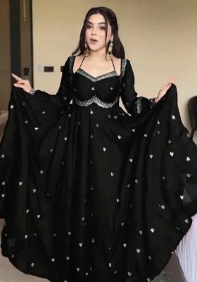 Black Embroidery Georgette Kurta Set