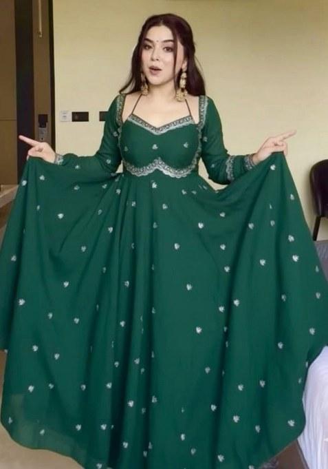 Green Embroidery Georgette Kurta Set