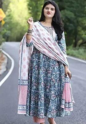 Light Blue Embroidery Viscose Kurta Set