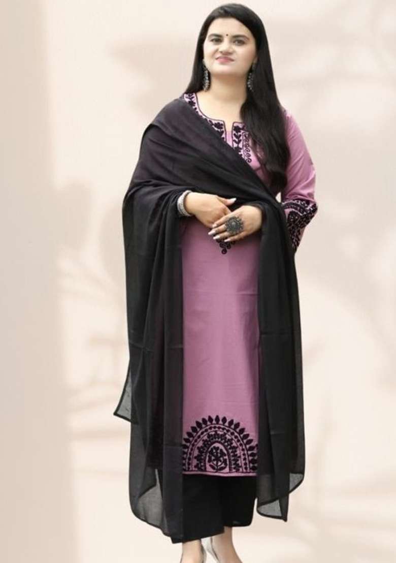 Blue Embroidery Viscose Kurta Set - Indya