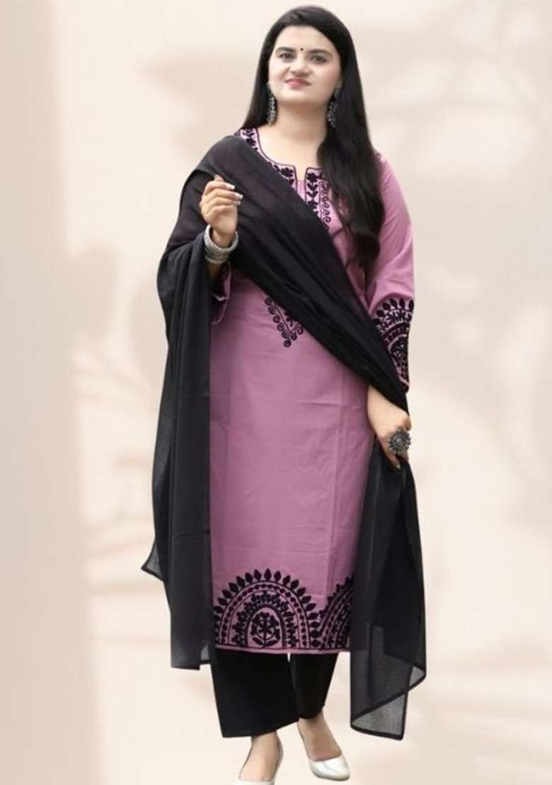 Blue Embroidery Viscose Kurta Set - Indya