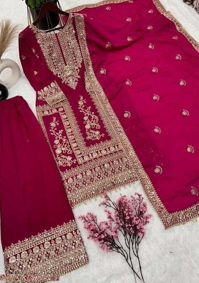 Maroon Embroidery Viscose Kurta Set - Indya