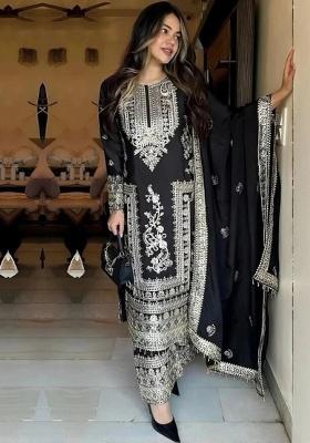 Black Embroidery Viscose Kurta Set
