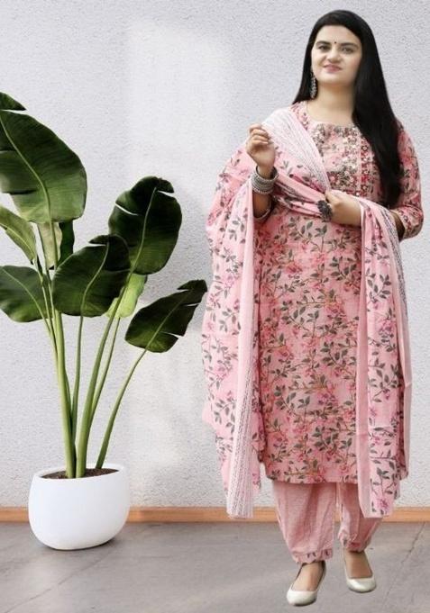 Pink Embroidery Rayon Kurta Set
