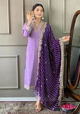 Pink Embroidery Viscose Kurta Set