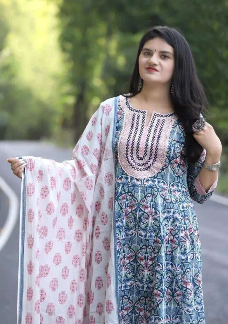 Multicolor Embroidery Viscose Kurta Set - Indya