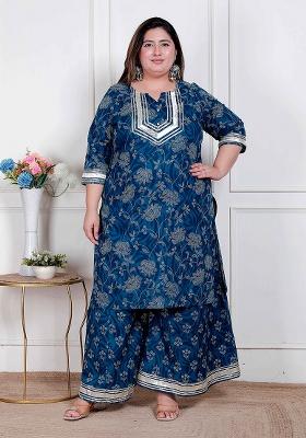 BLUE Gota Work Cotton Kurta Set