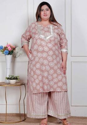 BROWN Gota Work Cotton Kurta Set