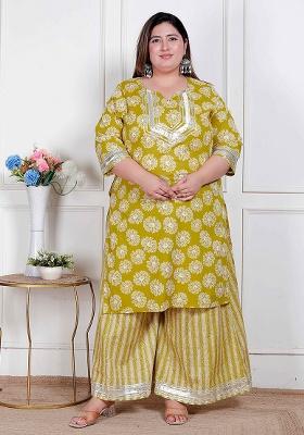 YELLOW Gota Work Cotton Kurta Set