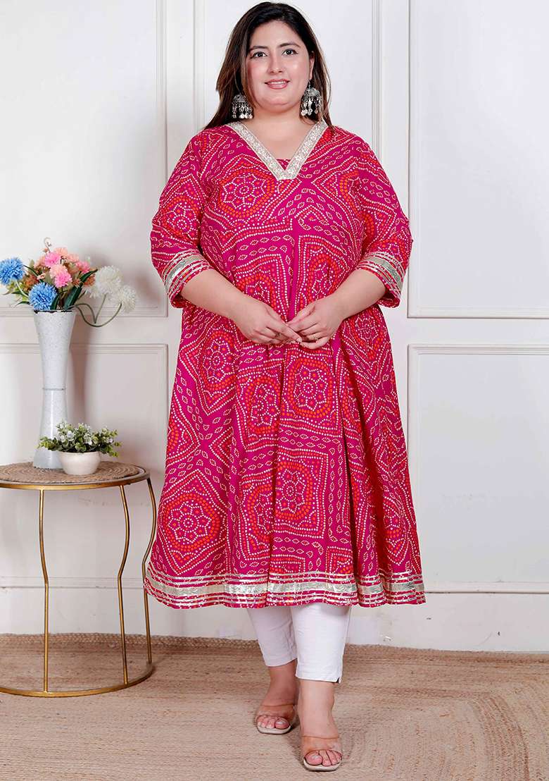 Pink Embroidery Cotton Anarkali - Indya