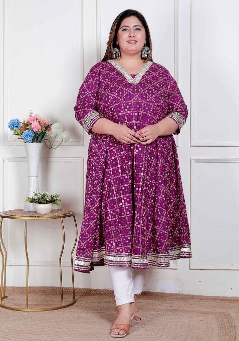 Magenta Embroidery Cotton Anarkali