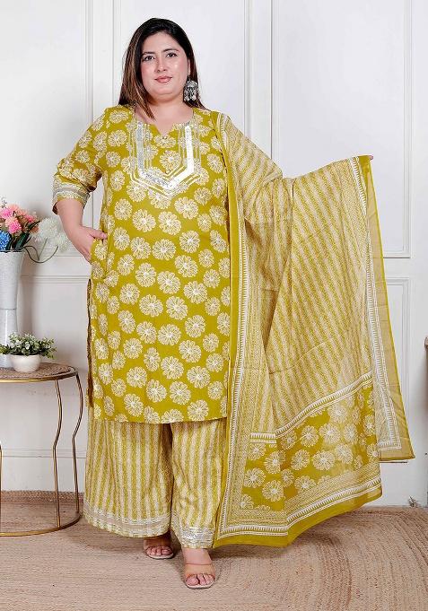 YELLOW Gota Work Cotton Kurta Set