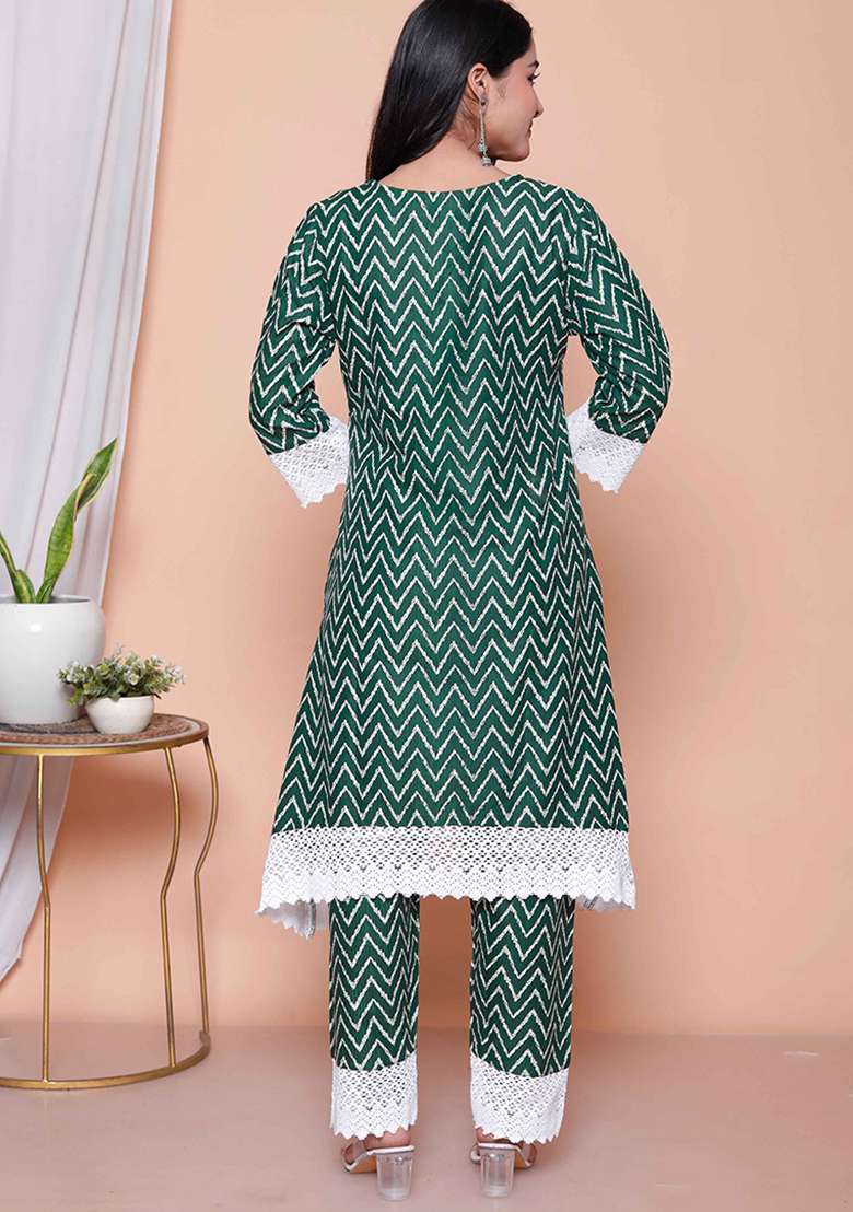 Green Printed Rayon Co Ord Set - Indya