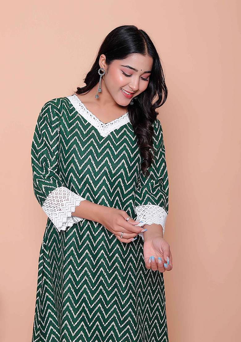 Green Printed Rayon Co Ord Set - Indya