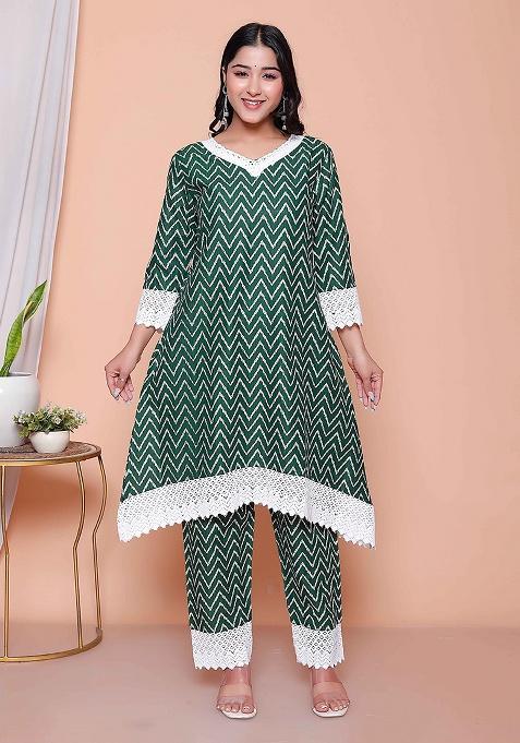 Green Solid Rayon Kurta Set