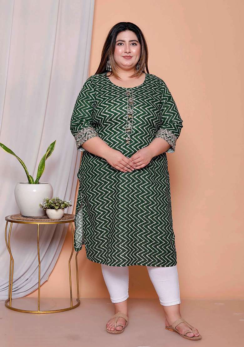 Green Printed Rayon Straight Kurta Set - Indya