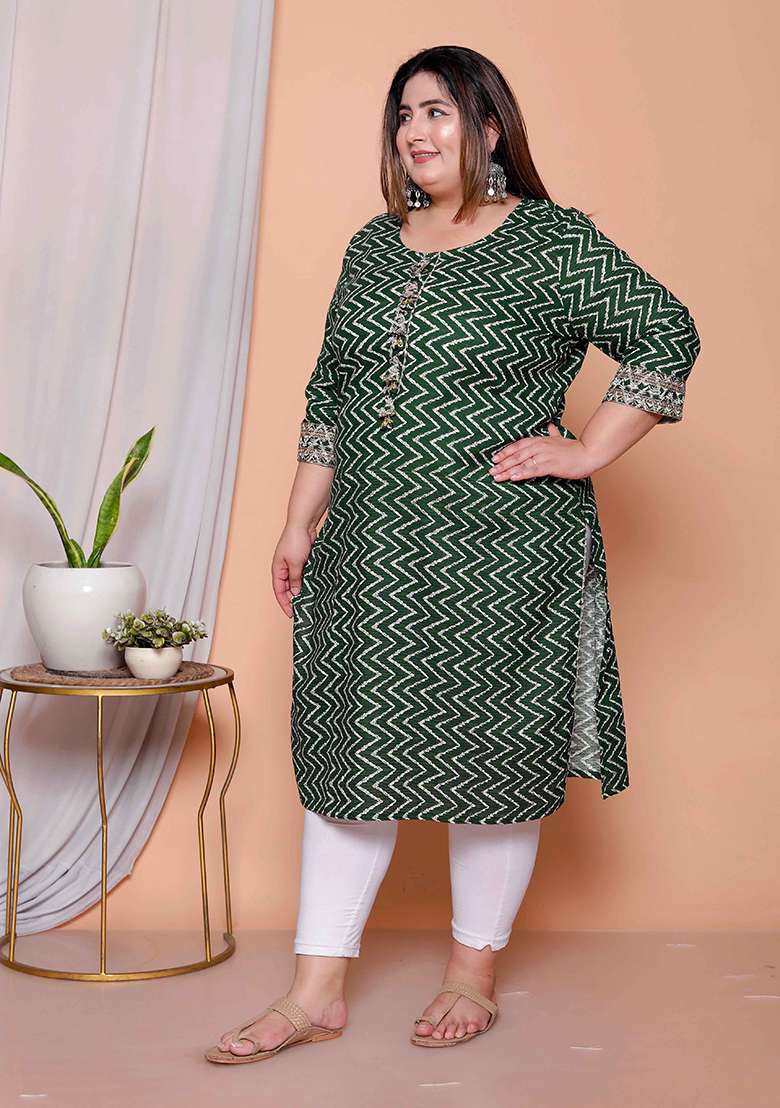 Green Printed Rayon Straight Kurta Set - Indya