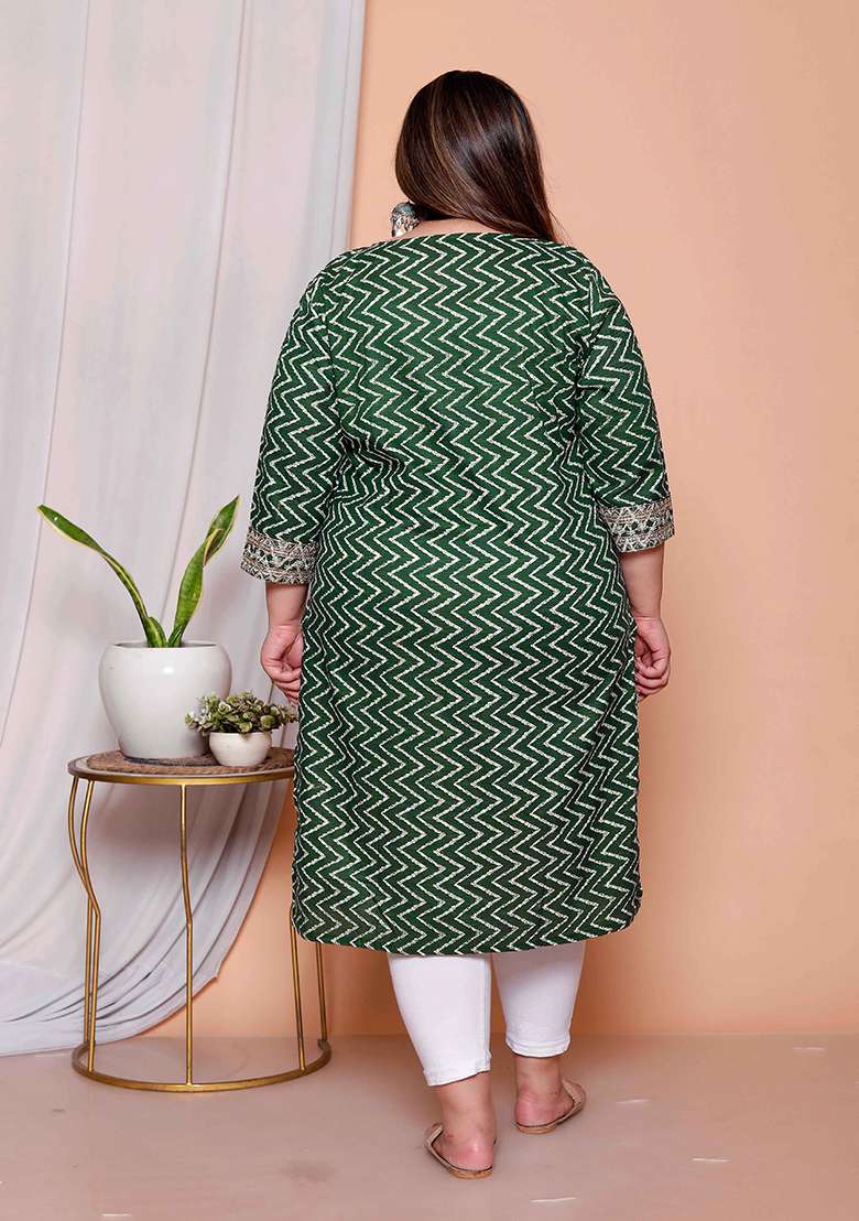 Green Printed Rayon Straight Kurta Set - Indya