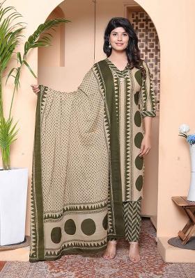 Green Polka Dot Cotton Kurta Set