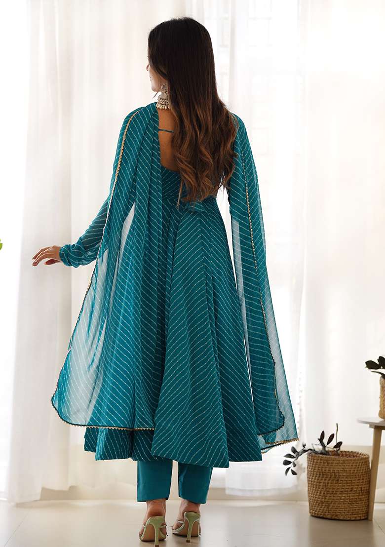 Rama Printed Georgette Kurta Set - Indya