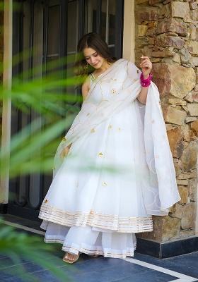 WHITE Embroidery Georgette Salwar Kameez
