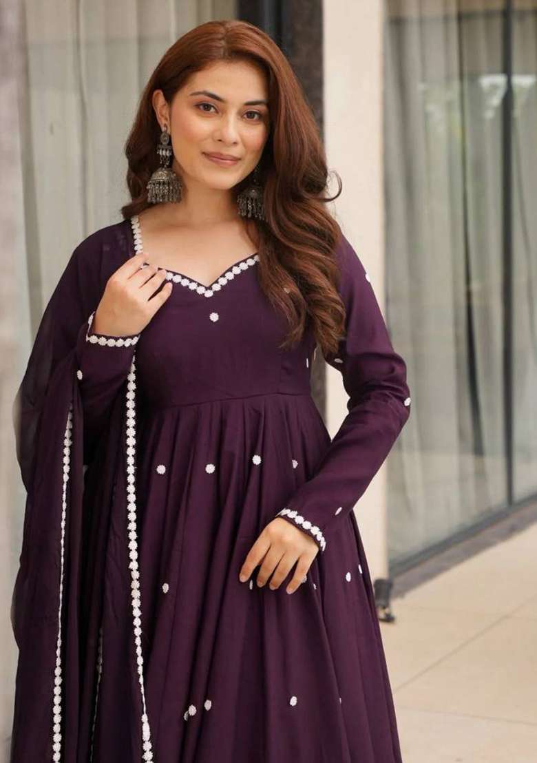 Wine Mirror Work Silk Blend Sharara Set - Indya