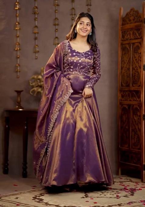 LIGHT PURPLE Embroidery Silk Salwar Kameez