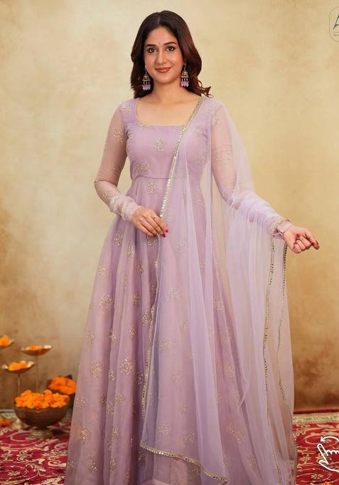 LIGHT PEACH Embroidery Silk Salwar Kameez