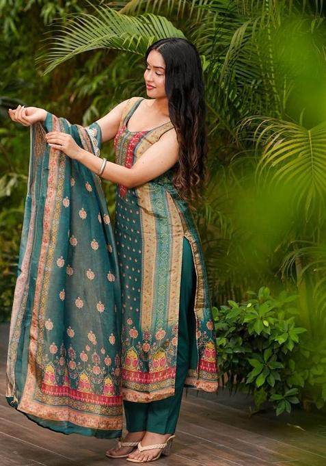 Multicolor Solid Silk Kurta Set